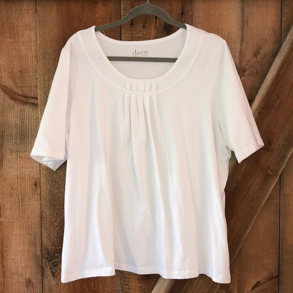 DENIM & Company White Tee Size 1X - Picture 1 of 6